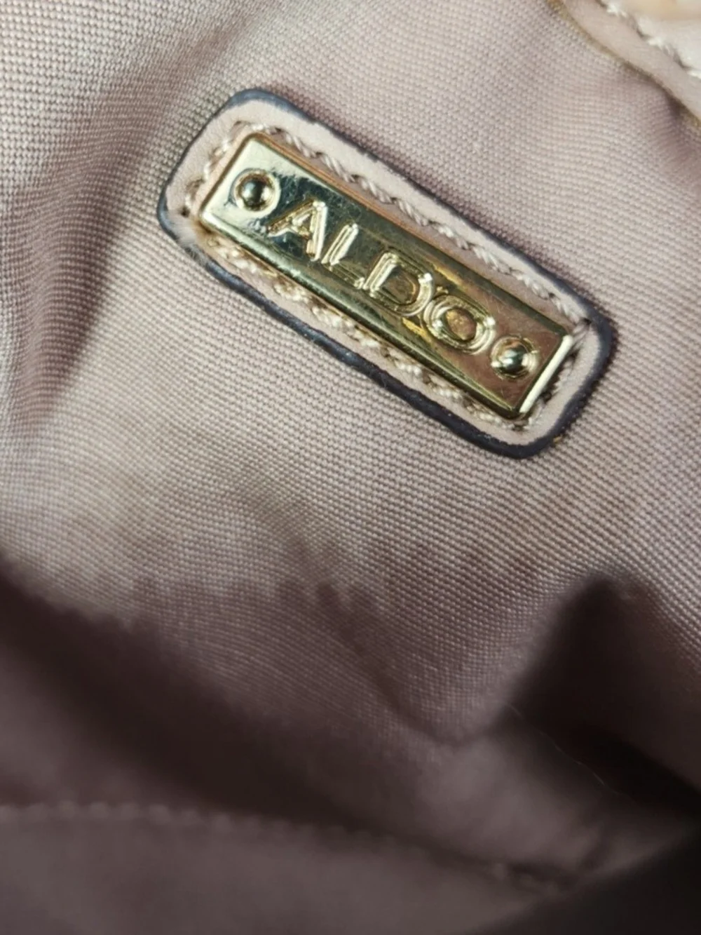 ALDO Taupe Top Handle Satchel Handbag Crossbody Shoulder Bag Gold Hardware Purse